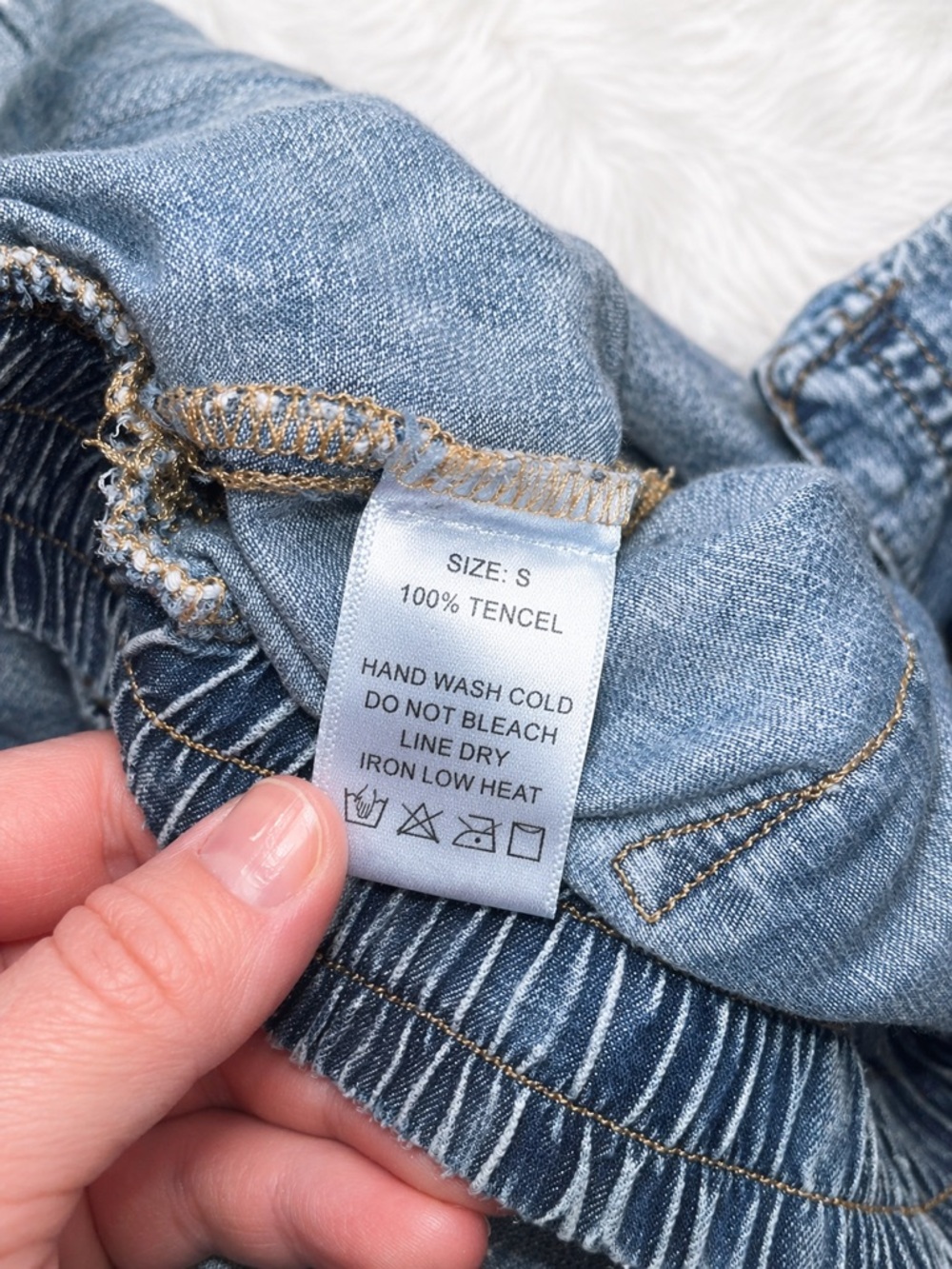 ee:some Tencel Wide Leg Pants Size Small Chambray Drawstring Elastic Waist - Picture 3 of 4